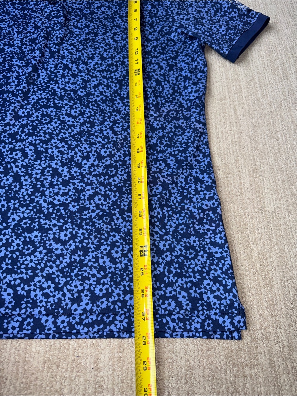 G/Fore Men's Size M Blue Danube Daisy Floral Stretch Golf Polo Performance Shirt - Picture 8 of 12